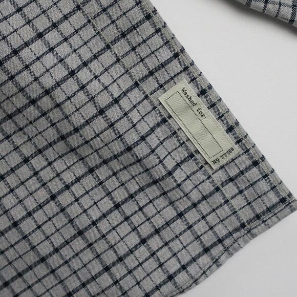J.Crew Pima Cotton Oxford Shirt Men’s XL Tall Classic Fit Gray Navy Grid Check - Picture 7 of 12
